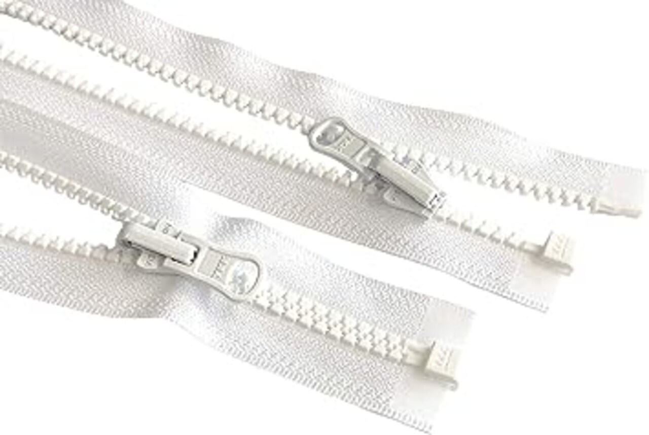 2pcs 49 Inches - 120 Inches Vislon YKK #5 Molded Plastic Zippers Separating Tent in-Outside Reversible Slide Color White Made in USA (116 Inches)